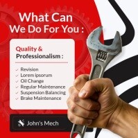 Red Professional Red White And Blac Mechanic Auto Repair Services Instagram Post Banner Advertisemen template