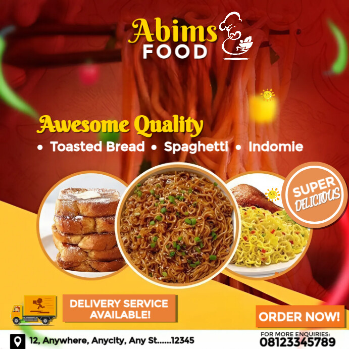 Red Professional Restaurant Food Menu Template  Instagram Post