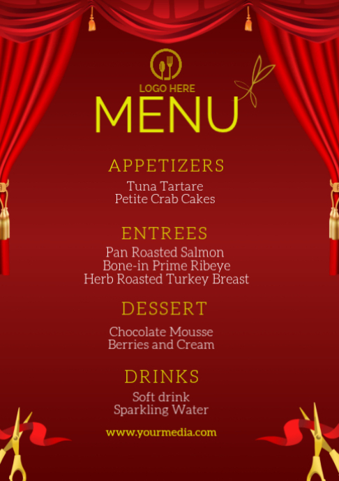Modèle Red Professional Restaurant Menu A2 | PosterMyWall