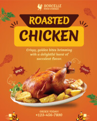 Red Professional Roasted Chicken Advertisement Template Instagram Portrait
