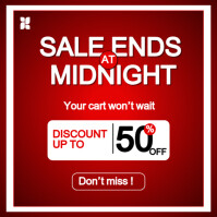 Red Professional Sales Ends At Midnight  Instagram Post template