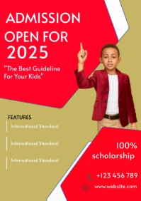 Red Professional School Admission  A2 template
