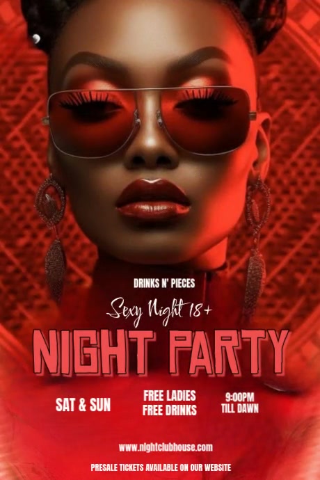 Red Professional Sexy Night Party Poster template