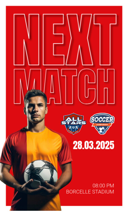 Red Professional Soccer Next Match Us Legal template