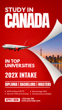 Red Professional Study In Canada Ad Instagram Story template