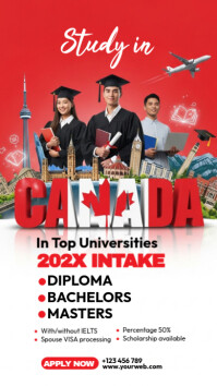 Red Professional Study In Canada Ad Instagram Story template