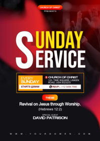 Red Professional Sunday Church Service A4 template
