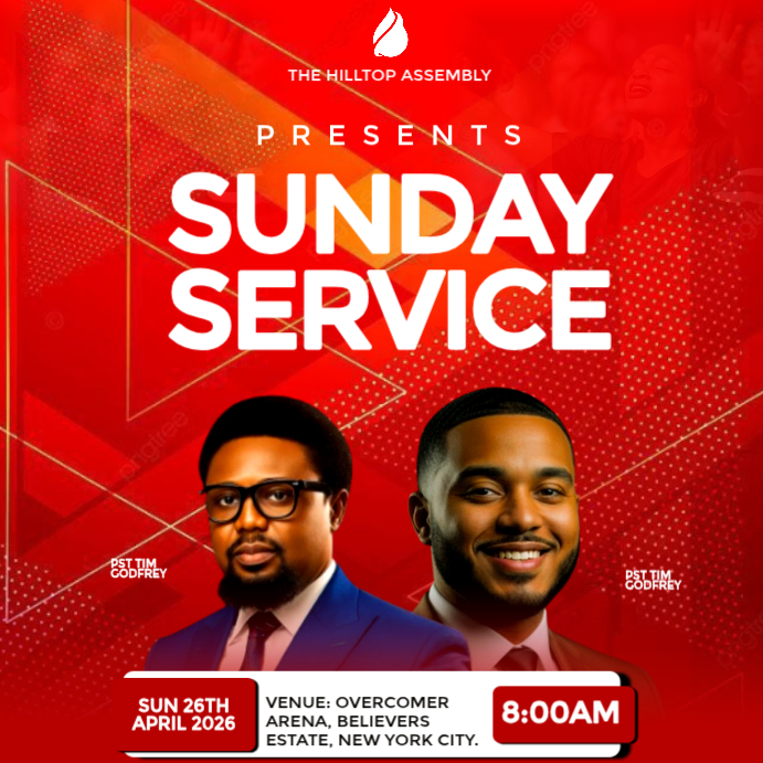 Red professional sunday service event instagram post Template ...