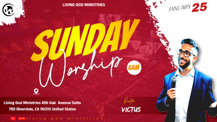 Red Professional Sunday Worship Youtube Thumbnail Template | PosterMyWall