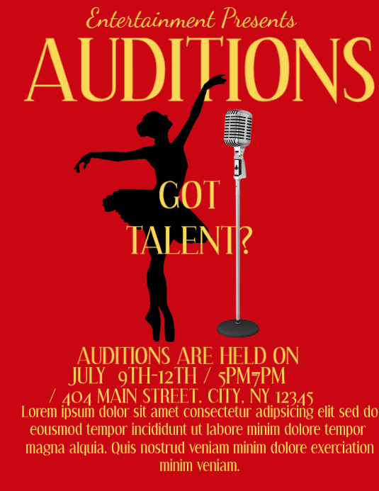 Talent Show Auditions Flyers Template | PosterMyWall