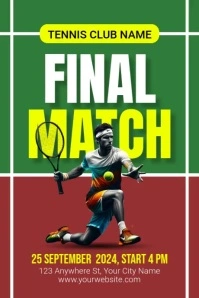 Red Professional Tennis Match Poster Affiche template