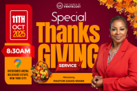 红色 Church Thanksgiving Service Poster Template