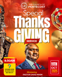Red Thanksgiving Church Service Instagram Portrait Template