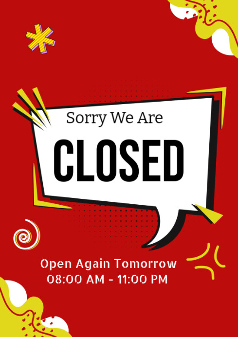 Red Professional Unavailable Sorry For Inconvenience A4 template