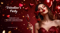 Red Professional Valentine's Party  Flyer Twitter Post template