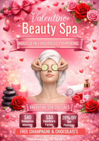 Red Professional Valentine Beauty Spa Promotion Flyer - Luxury Spa And Wellness Poster  A4 template