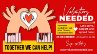 Red Professional Volunteers Needed Digital Display (16:9) template