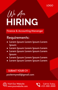 Red Professional We Are Hiring  Half Page Wide template