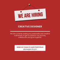 Red Professional We Are Hiring Instagram Post template