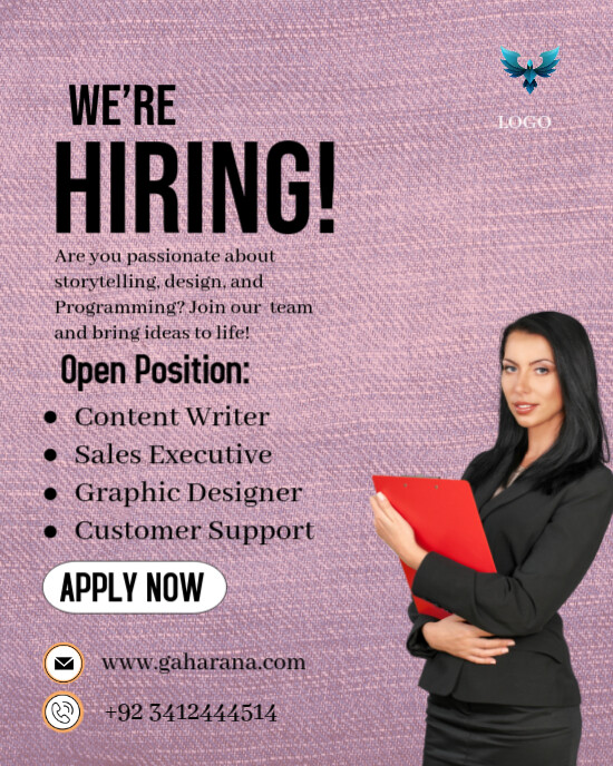 Red Professional We Are Hiring Join Our Team  Instagram Portrait template