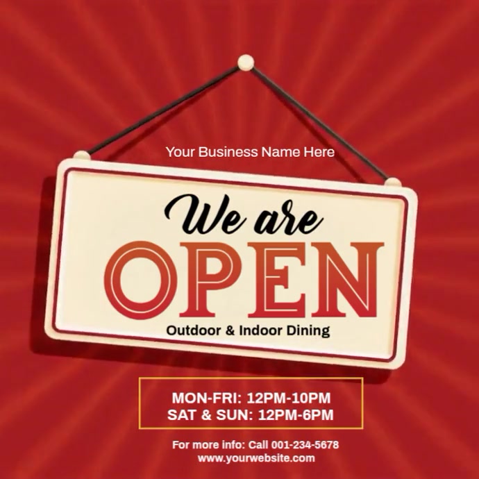 Copy of Red Professional We Are Open Instagram Post | PosterMyWall