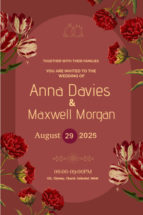 Red Professional Wedding Invitation Cards  Poster โปสเตอร์ template