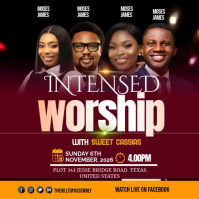 Red Church Worship Night Instagram Plasing Template