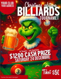 Red Professionale Billiards Competition Christmas Grinch Volantino (us Letter) template