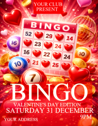 Red Professionale  Bingo Night Valentine's Edition Volantino (us Letter) template