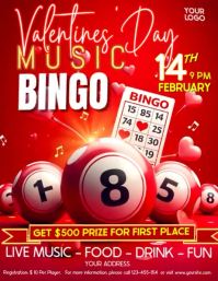 Red Professionale Bingo Valentine's Edition Volantino (us Letter) template