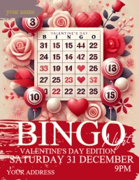 Red Professionale Bingo Valentine's Edition Volantino (us Letter) template