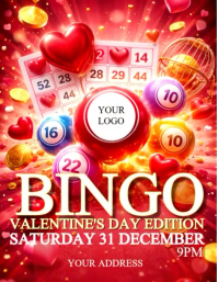 Red Professionale Bingo Valentine's Edition Volantino (us Letter) Volante (Carta US) template