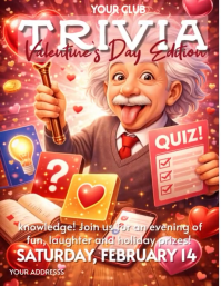 Red Professionale Trivia Valentine's Day Edition Volantino (us Letter) template