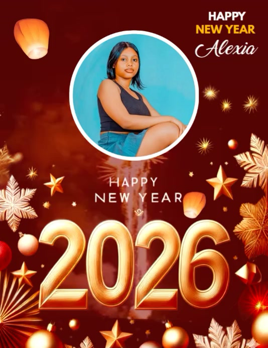 Red Professionnel Happy New Year 2026 Flyer (format Us Letter) Templat ...
