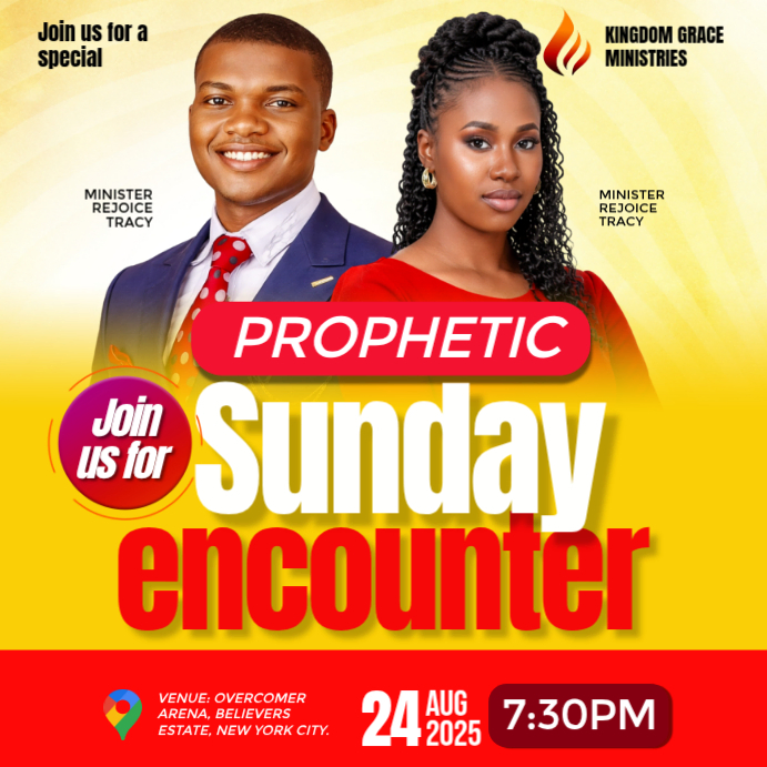 Red Prophetic Sunday Encounter Instagram Post Template | PosterMyWall