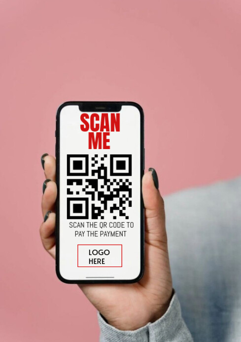 Red Qr Code A4 template