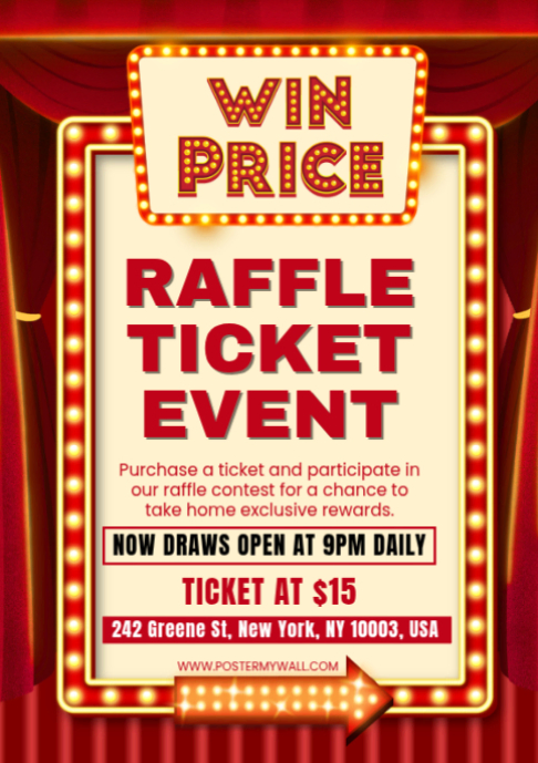 Plantilla de Red Raffle Ticket Contest A2 | PosterMyWall
