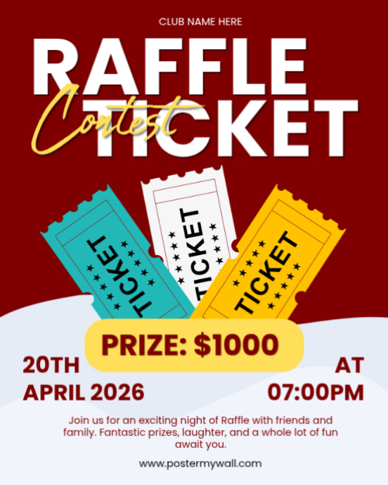 Red Raffle Ticket Contest Instagram Portrait Template | PosterMyWall
