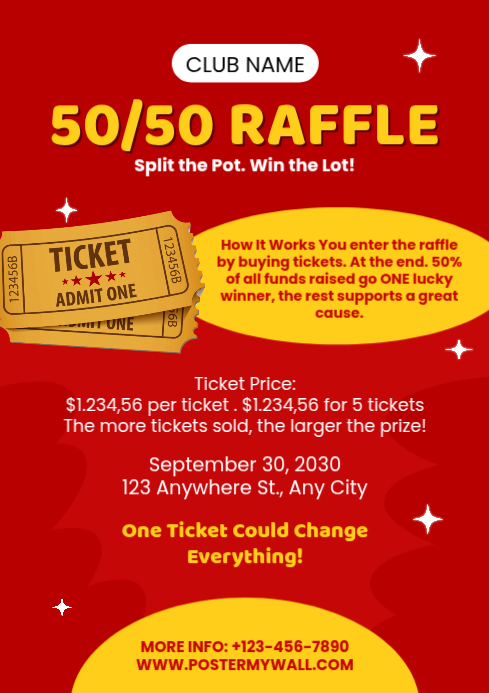 Red Raffle Sheet Red Raffle Ticket Event A4 Template | PosterMyWall