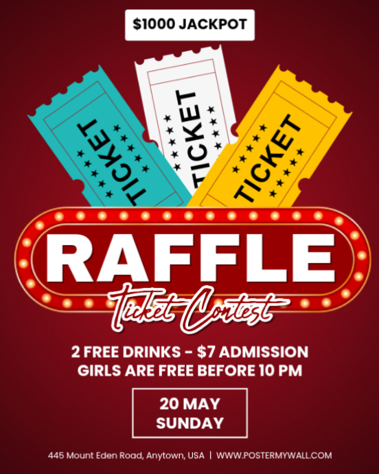 Red Raffle Tickets Background Red Raffle Ticket Event Instagram Portrait Template | PosterMyWall