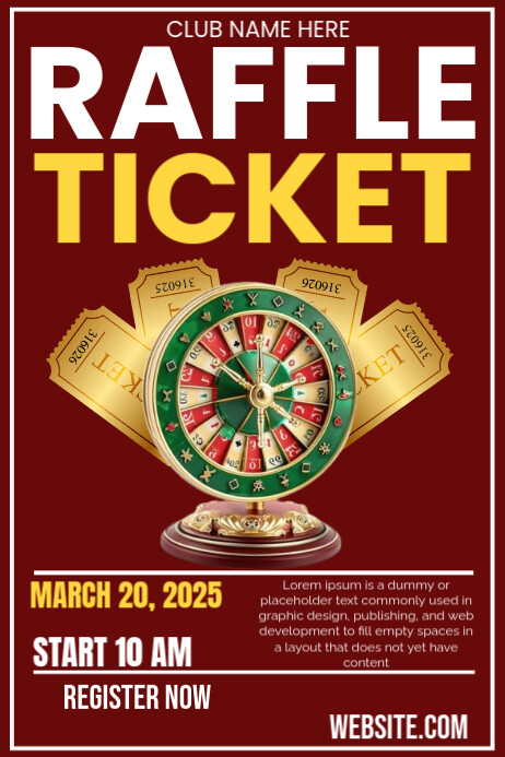 Plantilla de Red raffle ticket poster | PosterMyWall