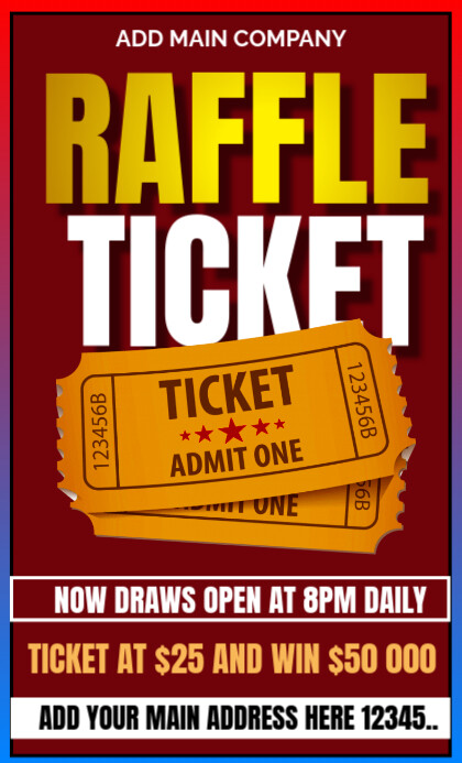Red Raffle Sheet Red Raffle Ticket Us Legal Template | PosterMyWall