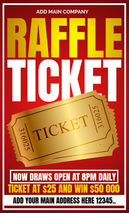 Red Raffle Ticket Us Legal Template | PosterMyWall