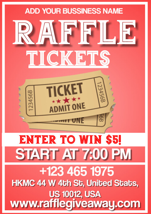 RED RAFFLE TICKETS Template | PosterMyWall