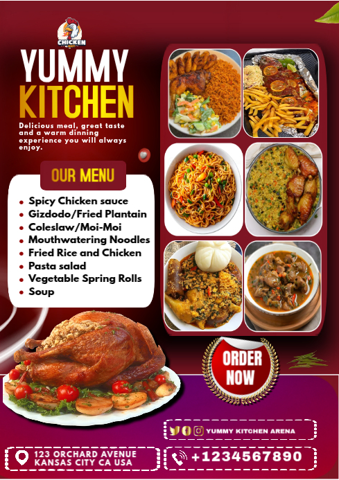 Copy of Red Restaurant Menu A4 | PosterMyWall