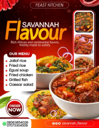 Red Restaurant Menu Flyer Video Volantino (US Letter) template