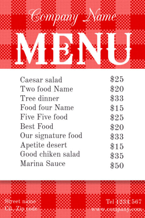 Simple Menu Template Red red restaurant menu template | PosterMyWall