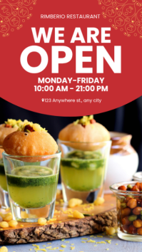 Red Restaurant Opening Instagram Story template