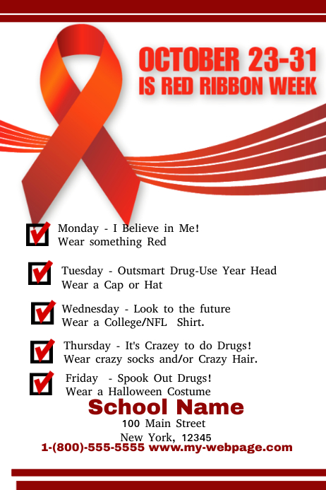 Red Ribbon Week Printable Items
