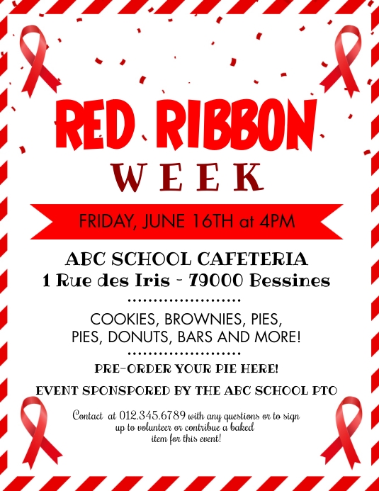 Red Ribbon Week Flyer Pamflet (Letter AS) template